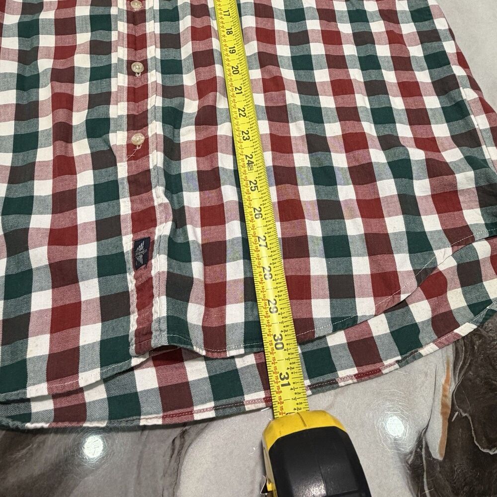 Dockers Mens Long Sleeve Plaid Button-Up Shirt Size L Red Green Cotton - Picture 9 of 10